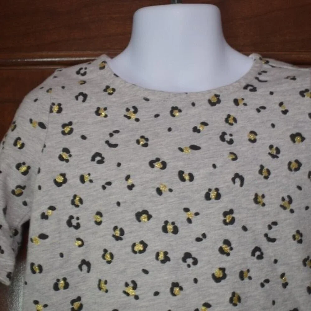 Oshkosh Leopard Print Dress Size 3T Gray Short Sleeve Animal Print